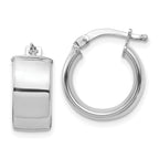 14k White Gold High Polished 7mm Hoop Earrings