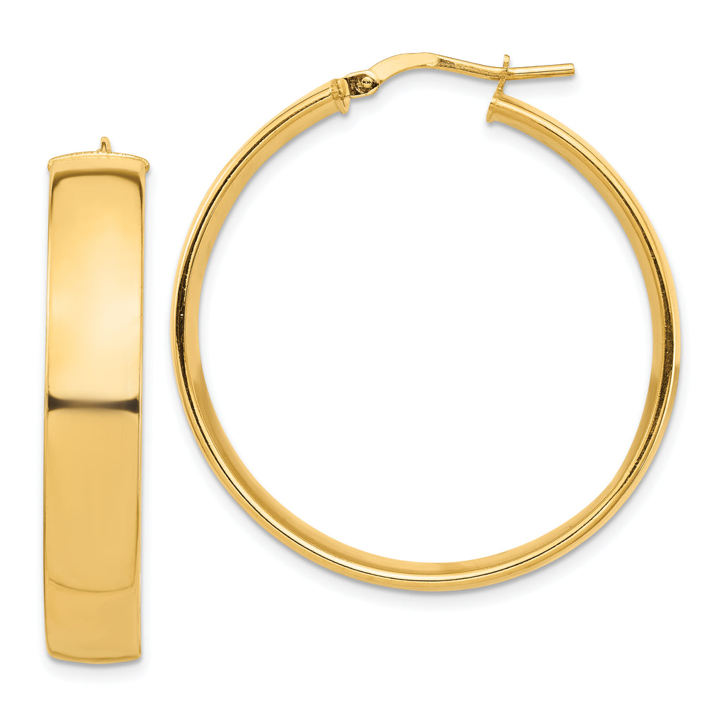 14k High Polished 7mm Hoop Earrings