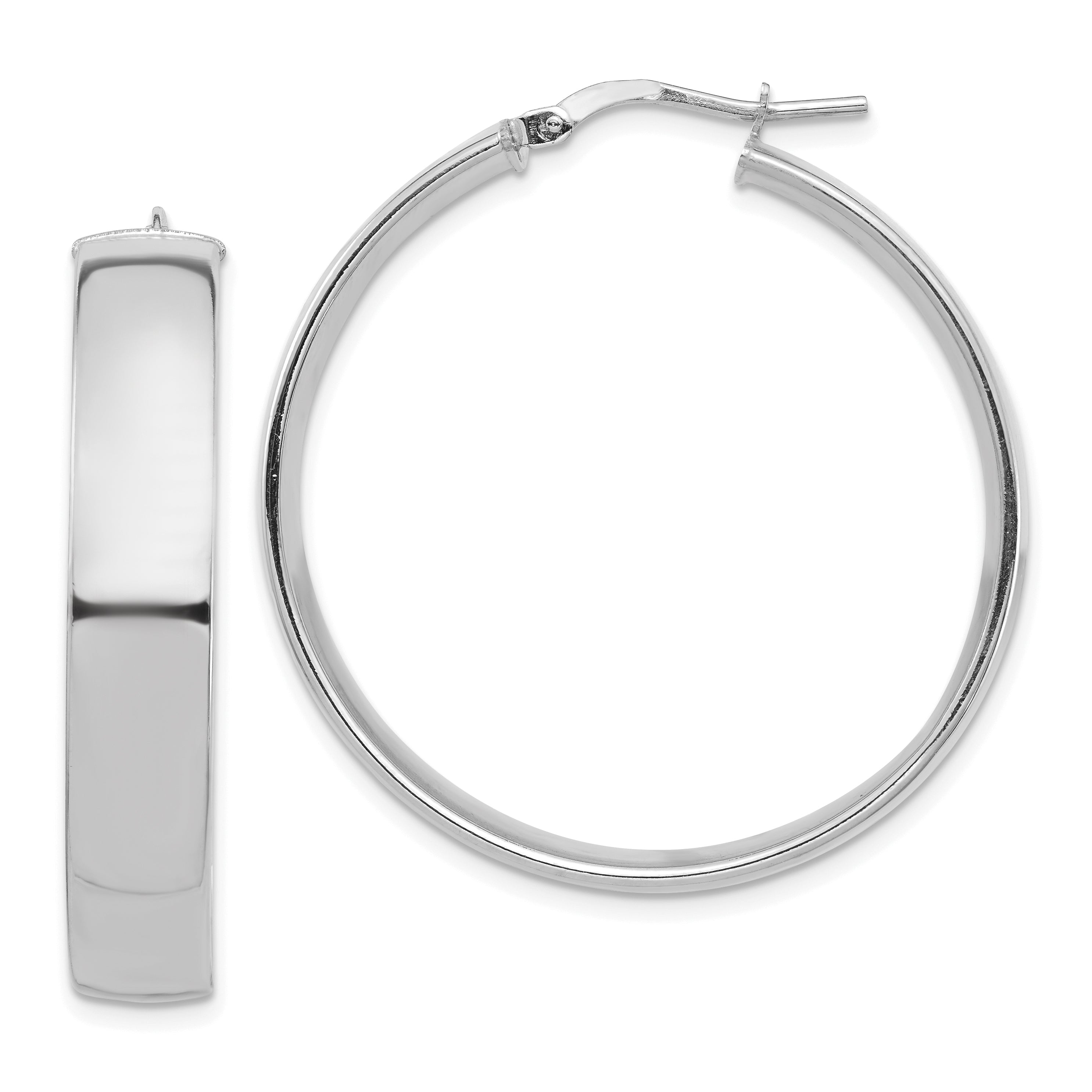 14k White Gold High Polished 7mm Hoop Earrings Main image