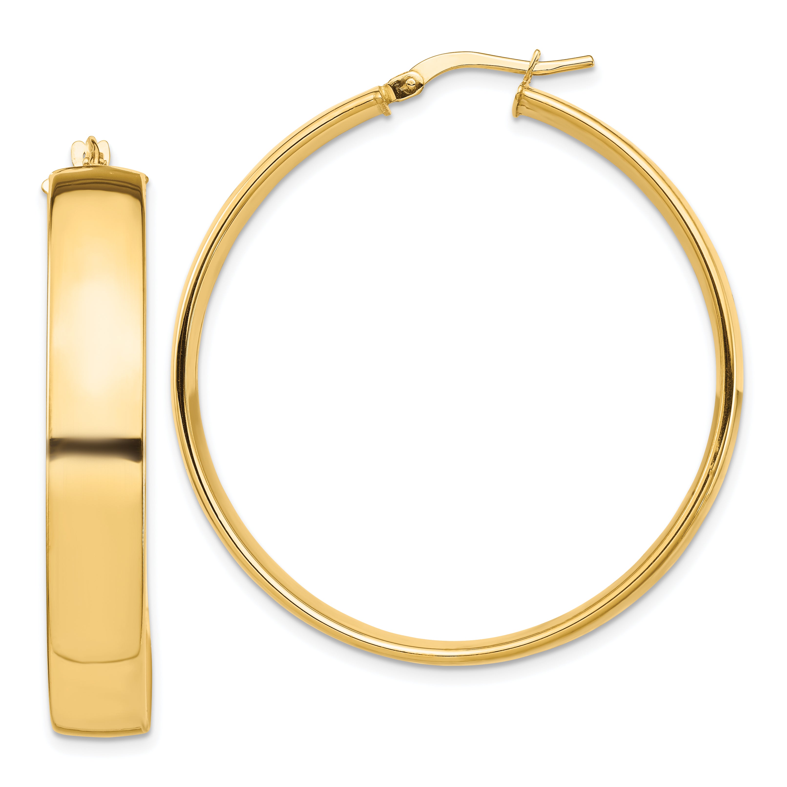 14k High Polished 7mm Hoop Earrings