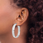 14k White Gold High Polished 7mm Hoop Earrings