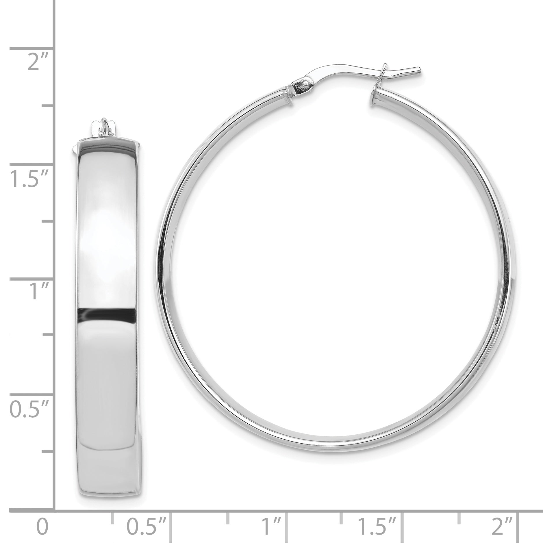 14k White Gold High Polished 7mm Hoop Earrings