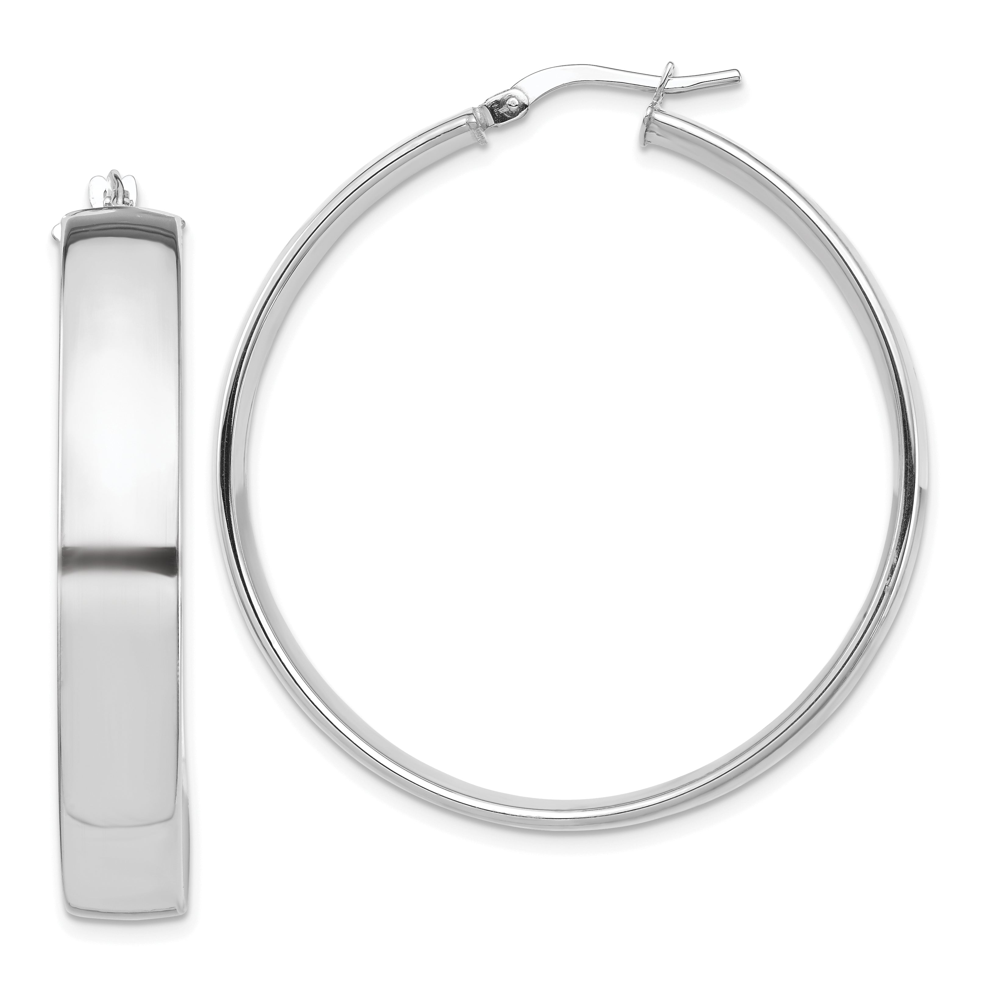 14k White Gold High Polished 7mm Hoop Earrings Main image