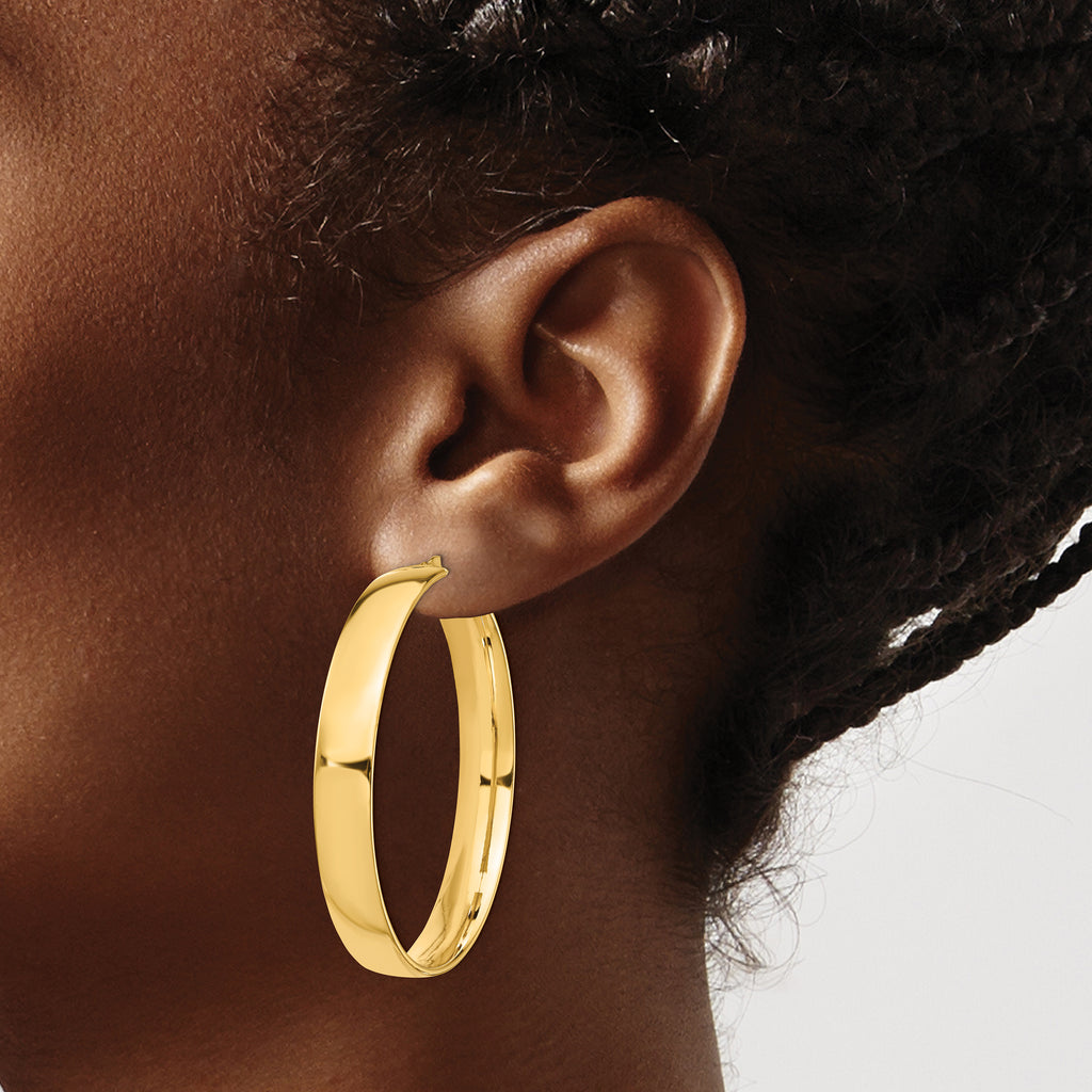 14k High Polished 7mm Hoop Earrings