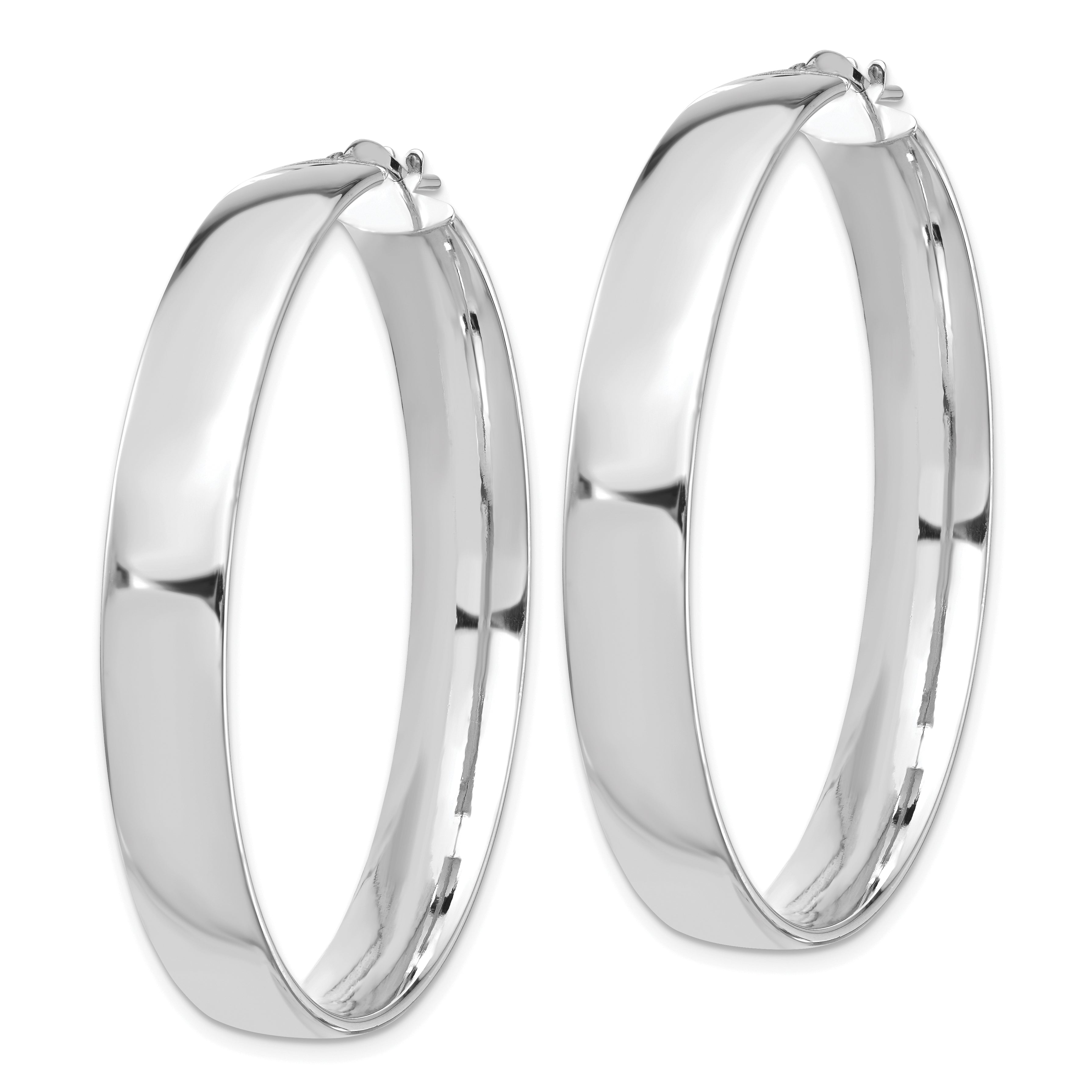 14k White Gold High Polished 7mm Hoop Earrings
