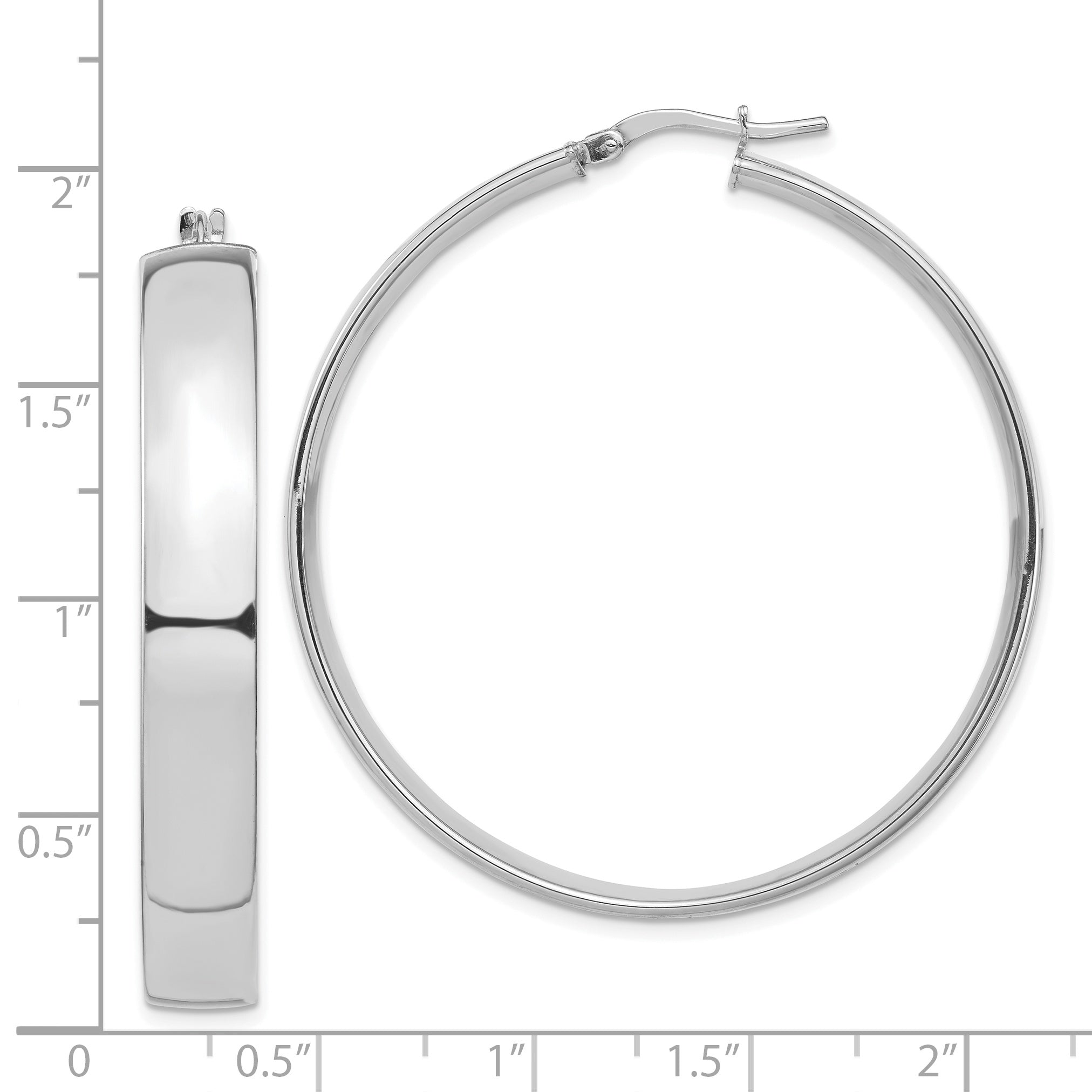 14k White Gold High Polished 7mm Hoop Earrings