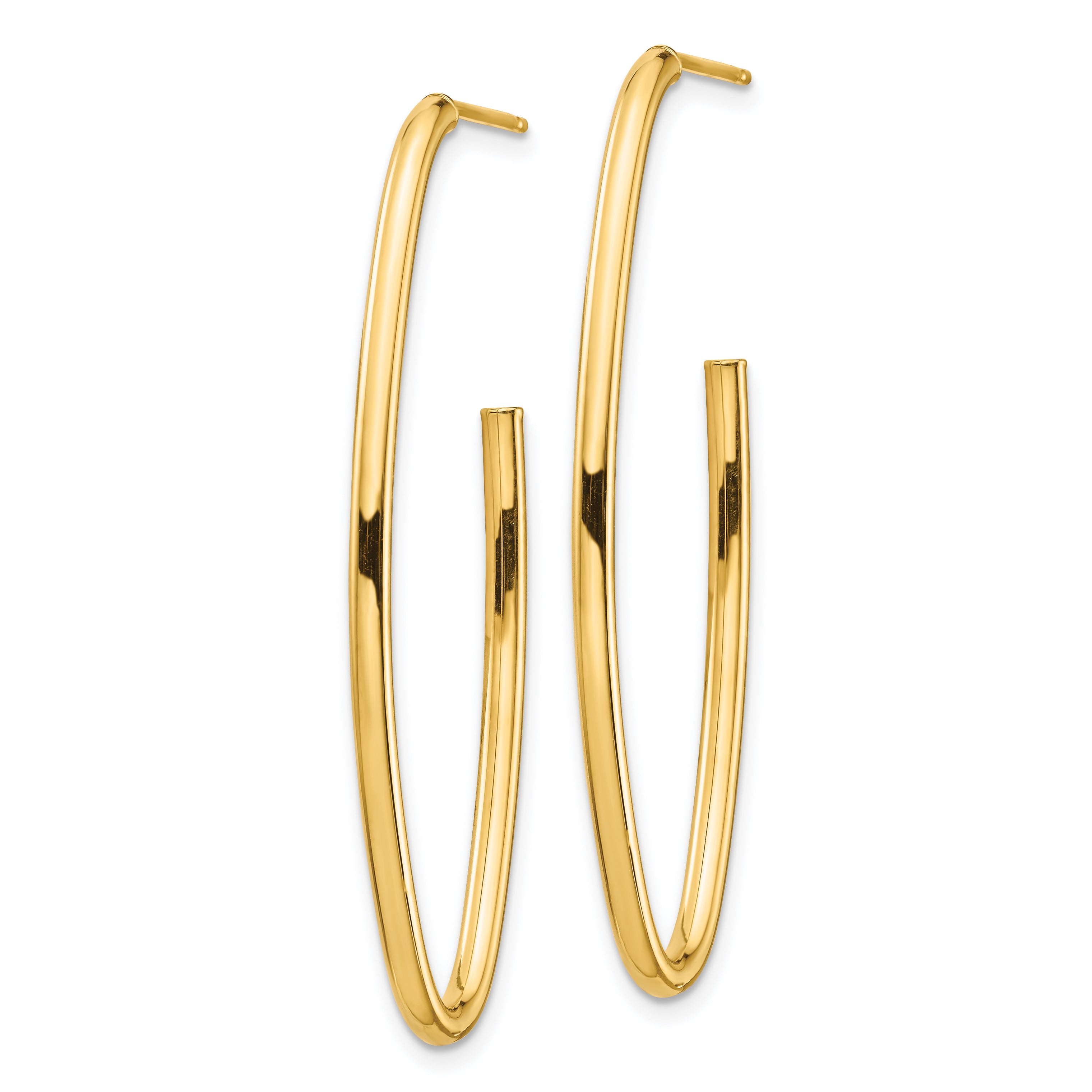 14k Polished Pointed Oval Post Dangle Earrings Secondary image