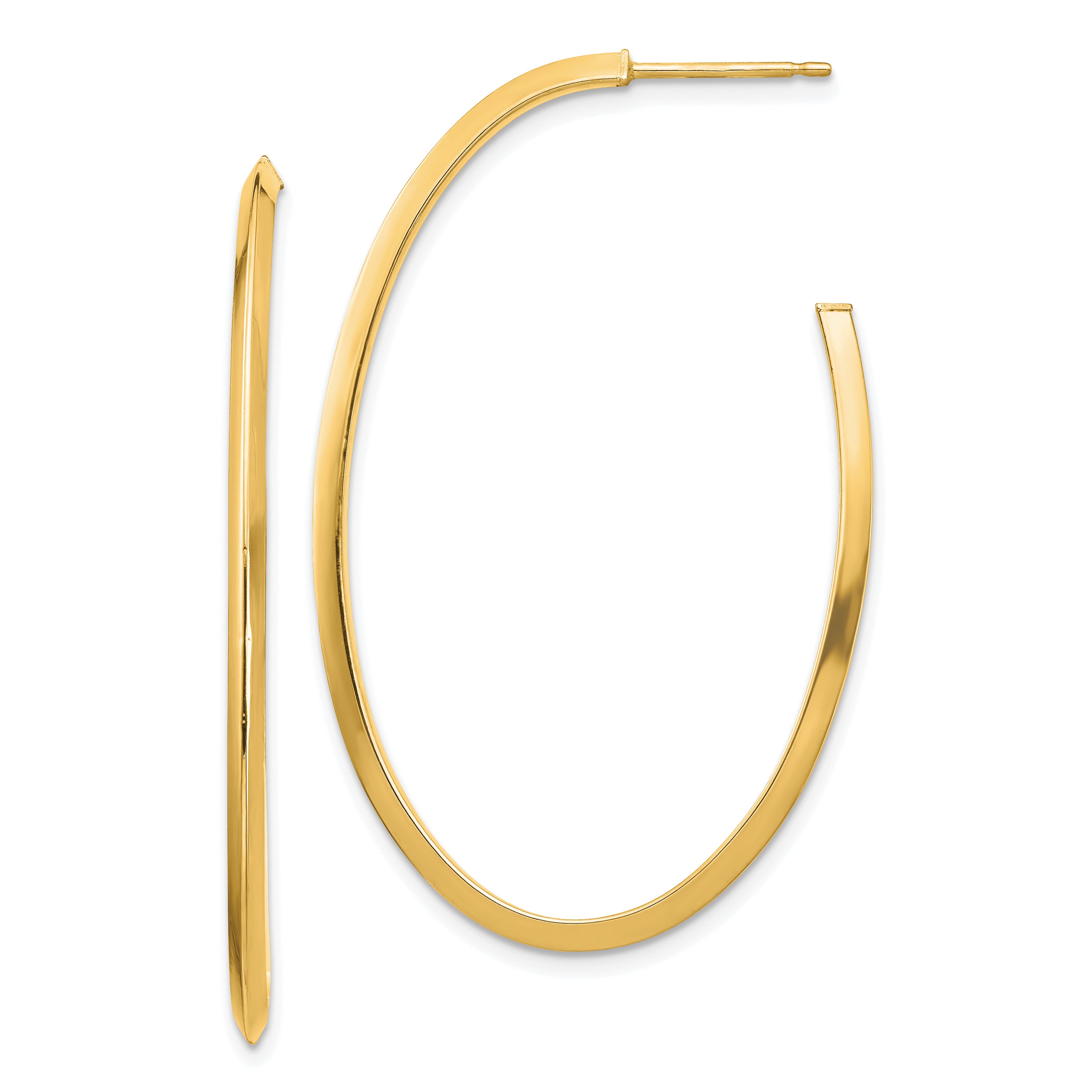 14k Polished Knife Edge Oval 2mm Post Dangle Earrings Main image
