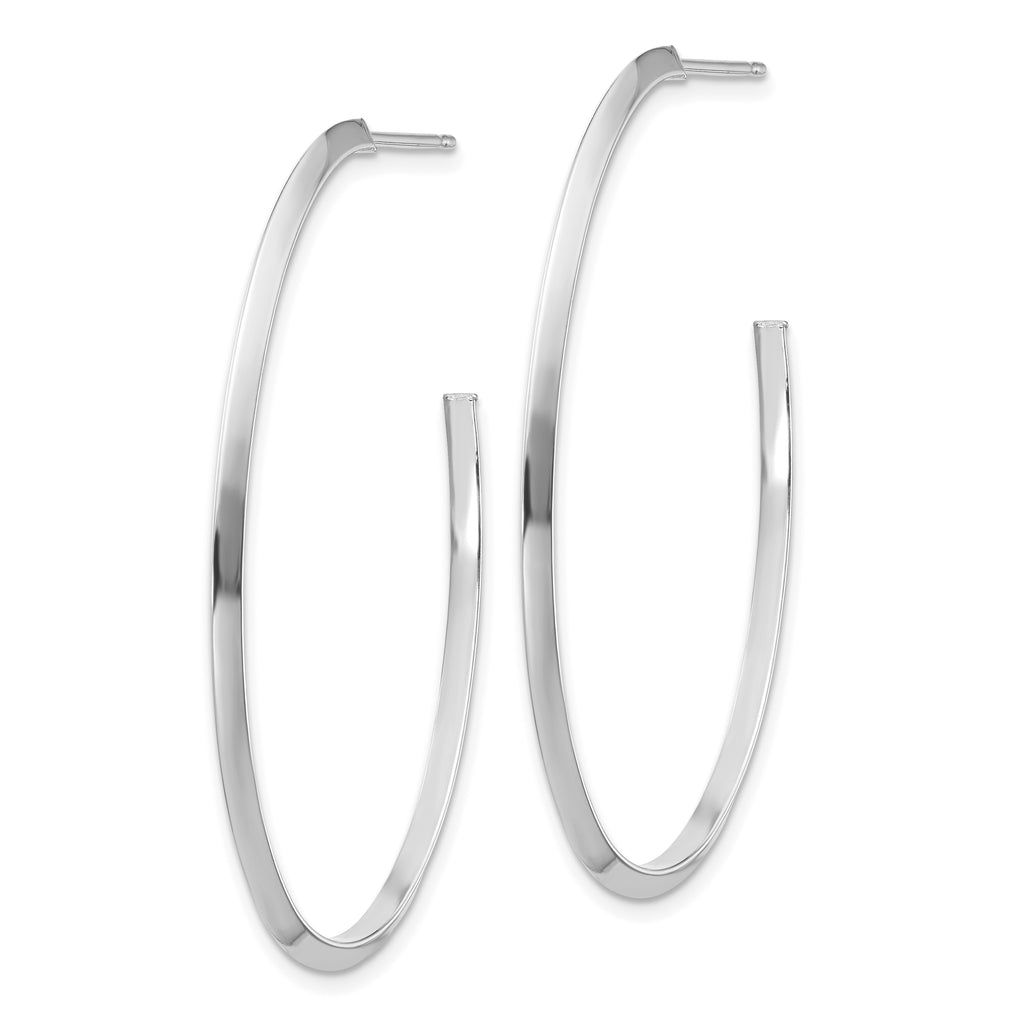 14k White Gold Polished Knife Edge Oval 2mm Post Dangle Earrings