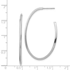14k White Gold Polished Knife Edge Oval 2mm Post Dangle Earrings