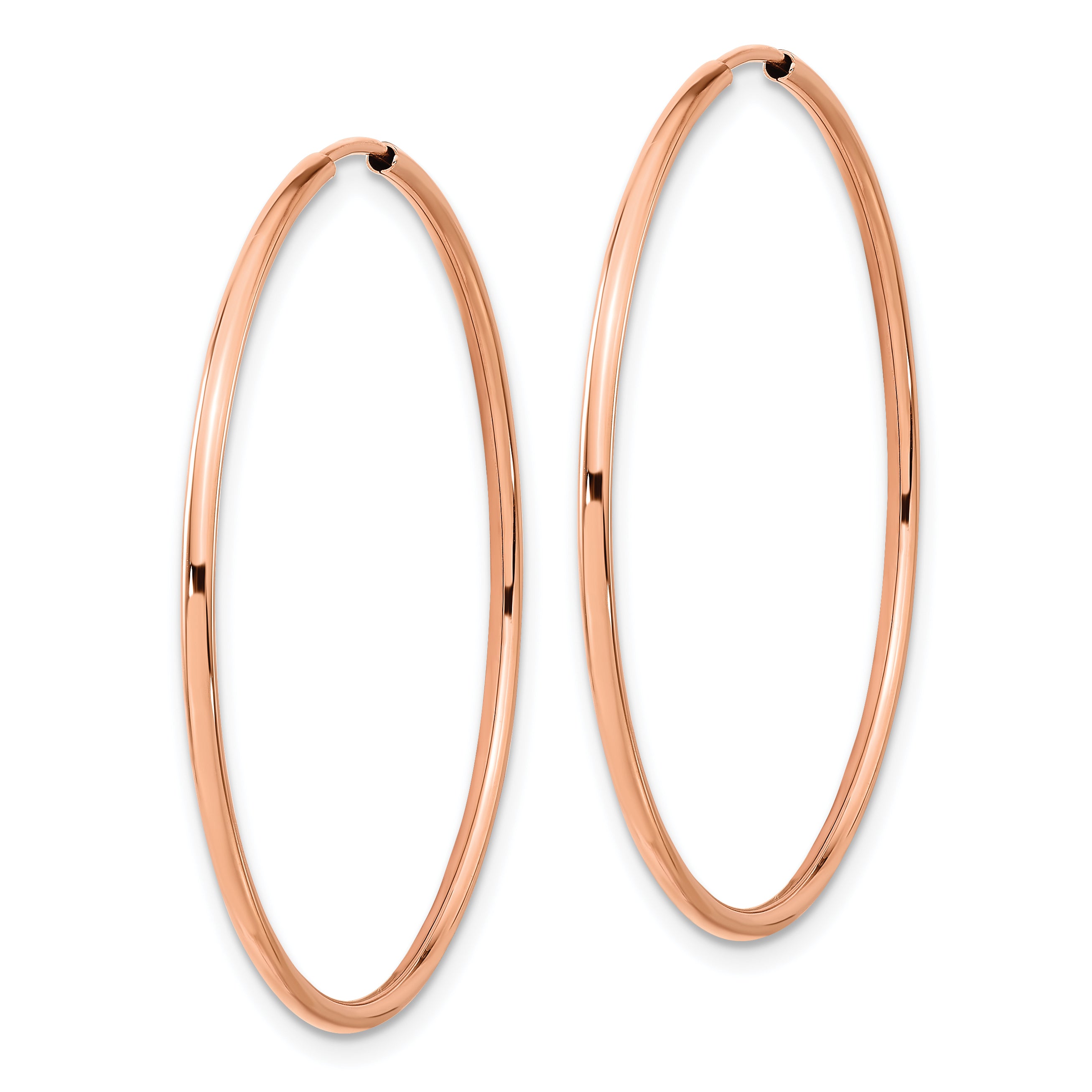 14k Rose Gold 1.5mm Polished Endless Hoop Earrings Secondary image