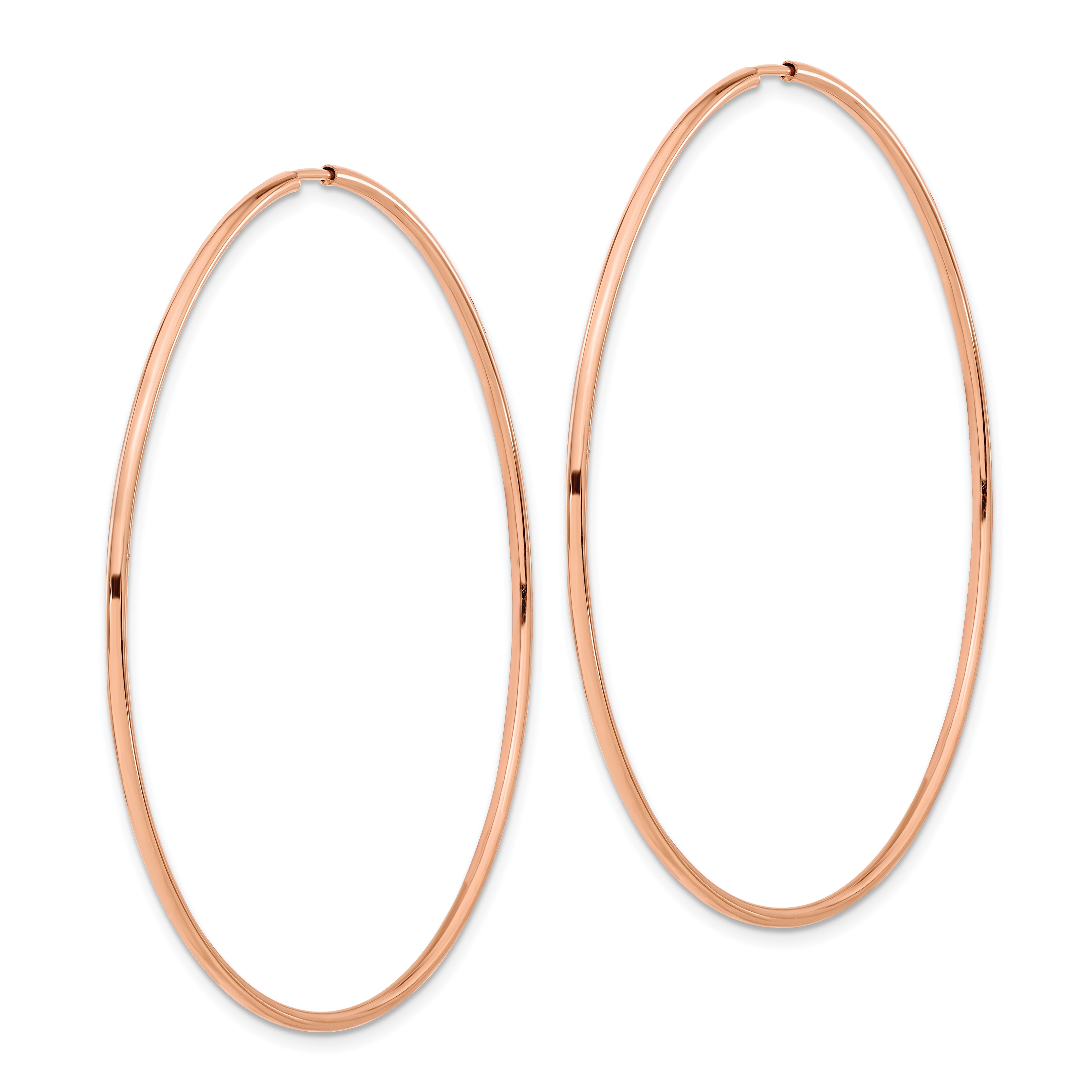 14k Rose Gold 1.5mm Polished Endless Hoop Earrings Secondary image