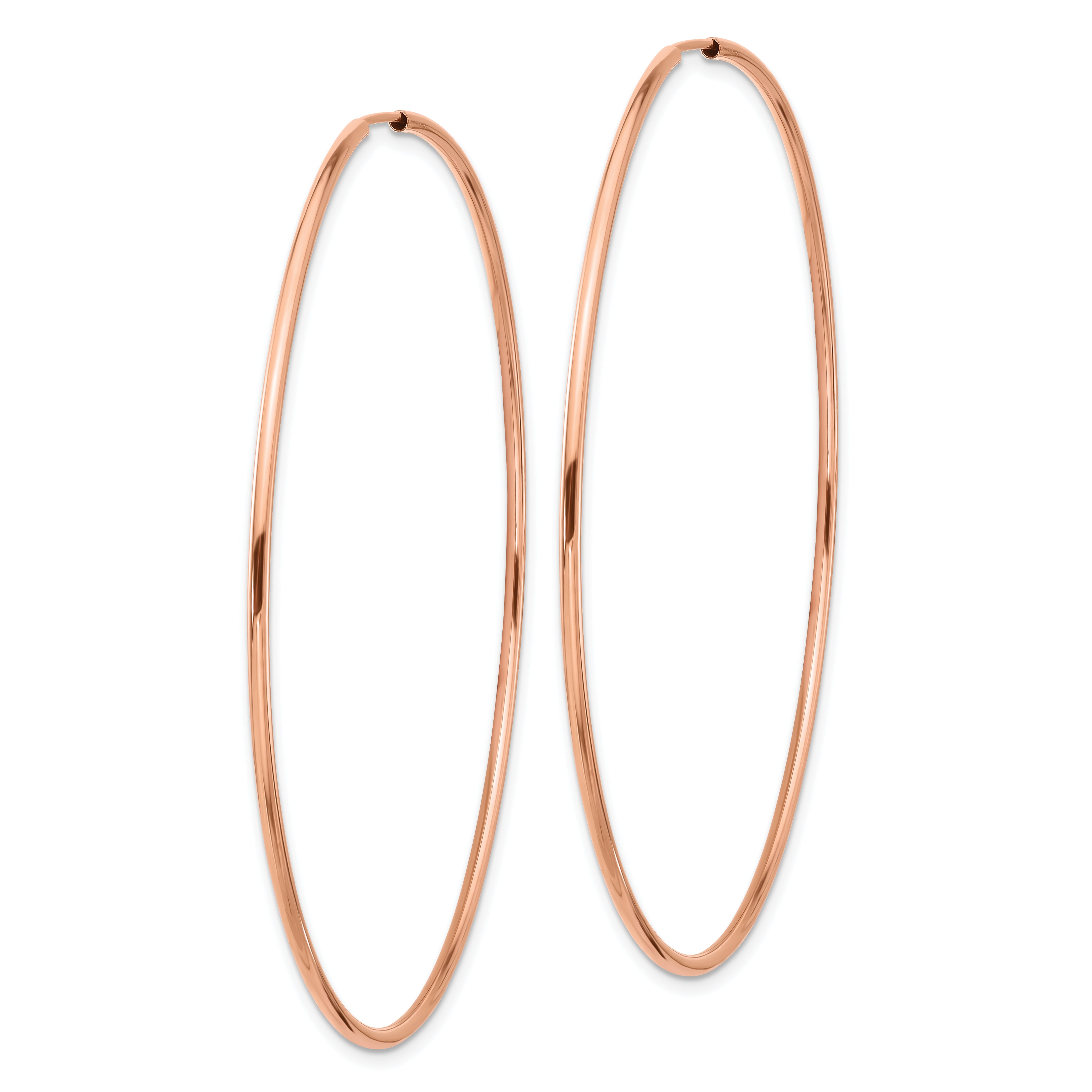 14k Rose Gold 1.5mm Polished Endless Hoop Earrings Secondary image
