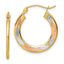 14k w/White and Rose Rhodium Diamond-cut Hoop Earrings