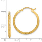 14K Polished Diamond-Cut Hoop Earrings