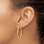 14K Polished Diamond-Cut Hoop Earrings