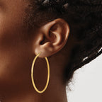 14K Polished Diamond-Cut Hoop Earrings