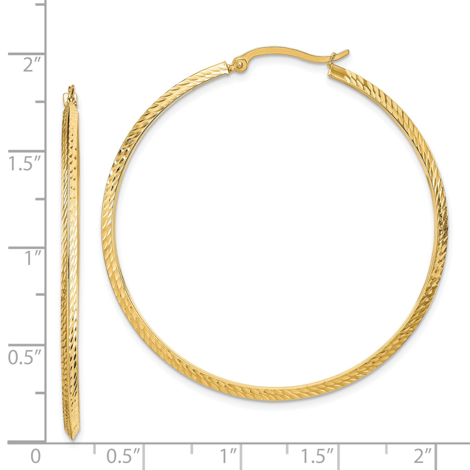 14K Polished Diamond-Cut Hoop Earrings