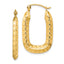 14k Polished Textured Rectangle Hoop Earrings