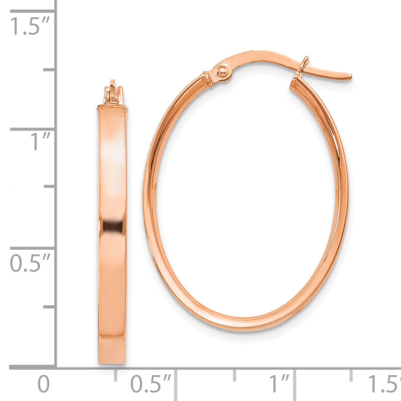 14K Rose Gold 3mm Oval Hoop Earrings Secondary image