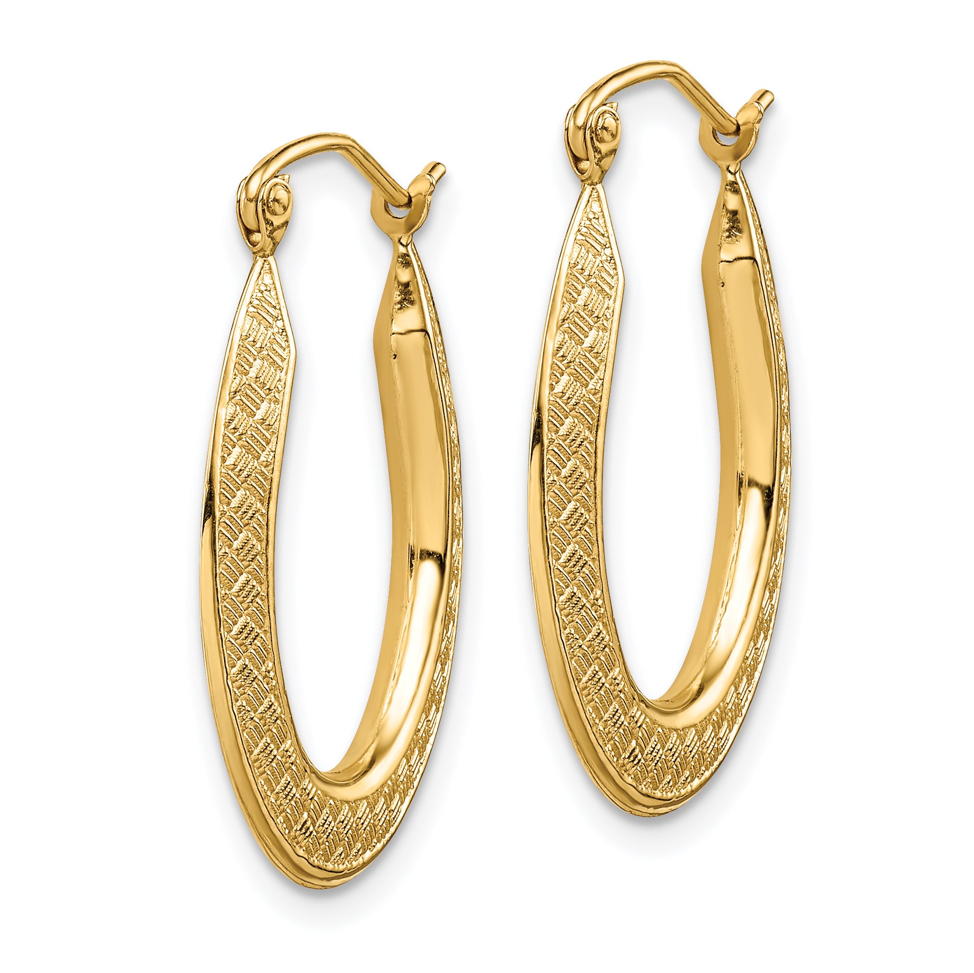 14k Textured Stamped Hoop Earrings Secondary image
