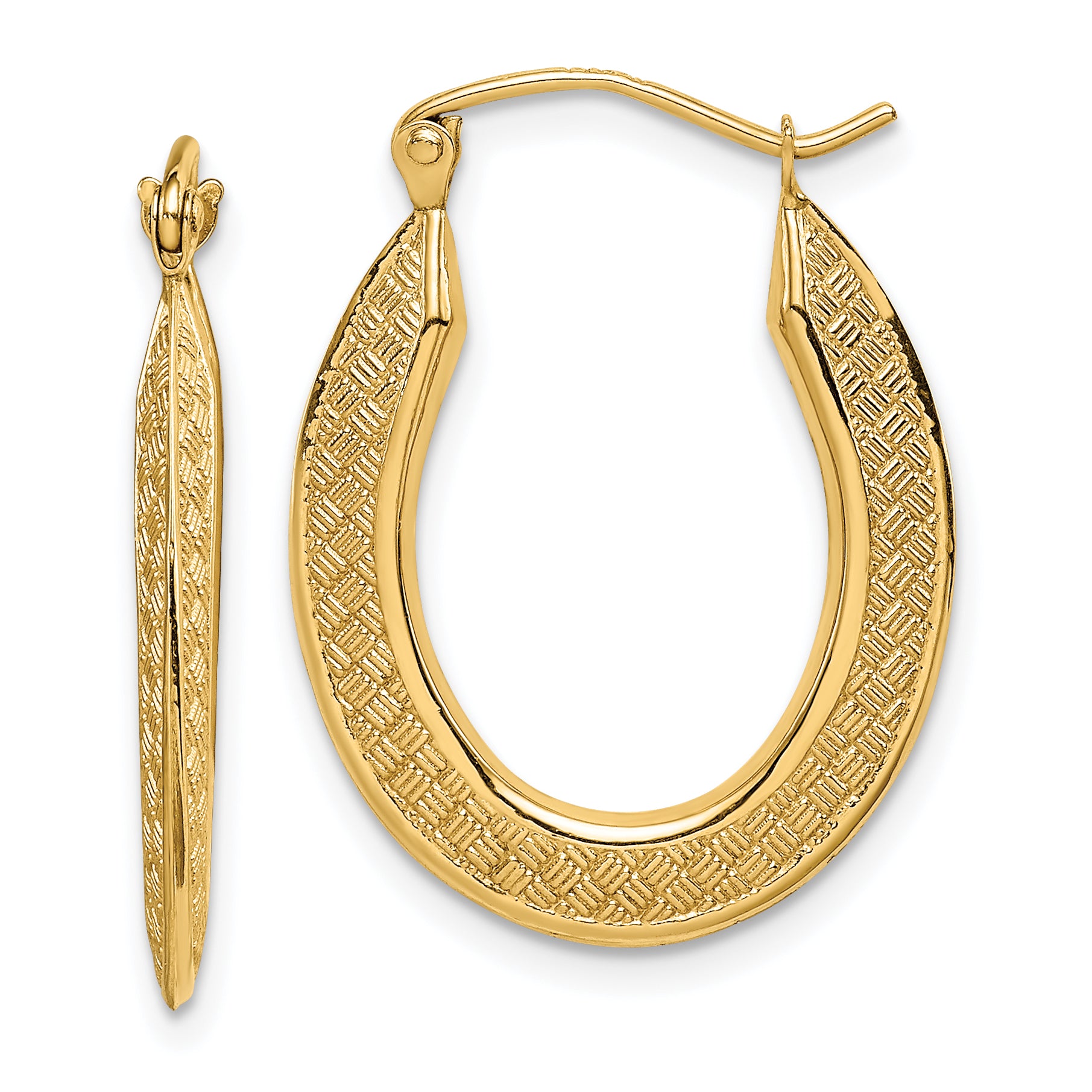 14k Textured Stamped Hoop Earrings Main image