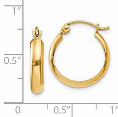 14k Polished 3.5mm Hoop Earrings