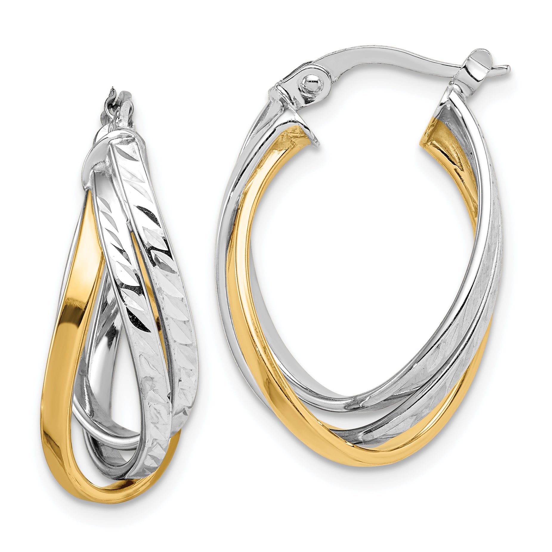 14K Two Tone Hoop Earrings Main image