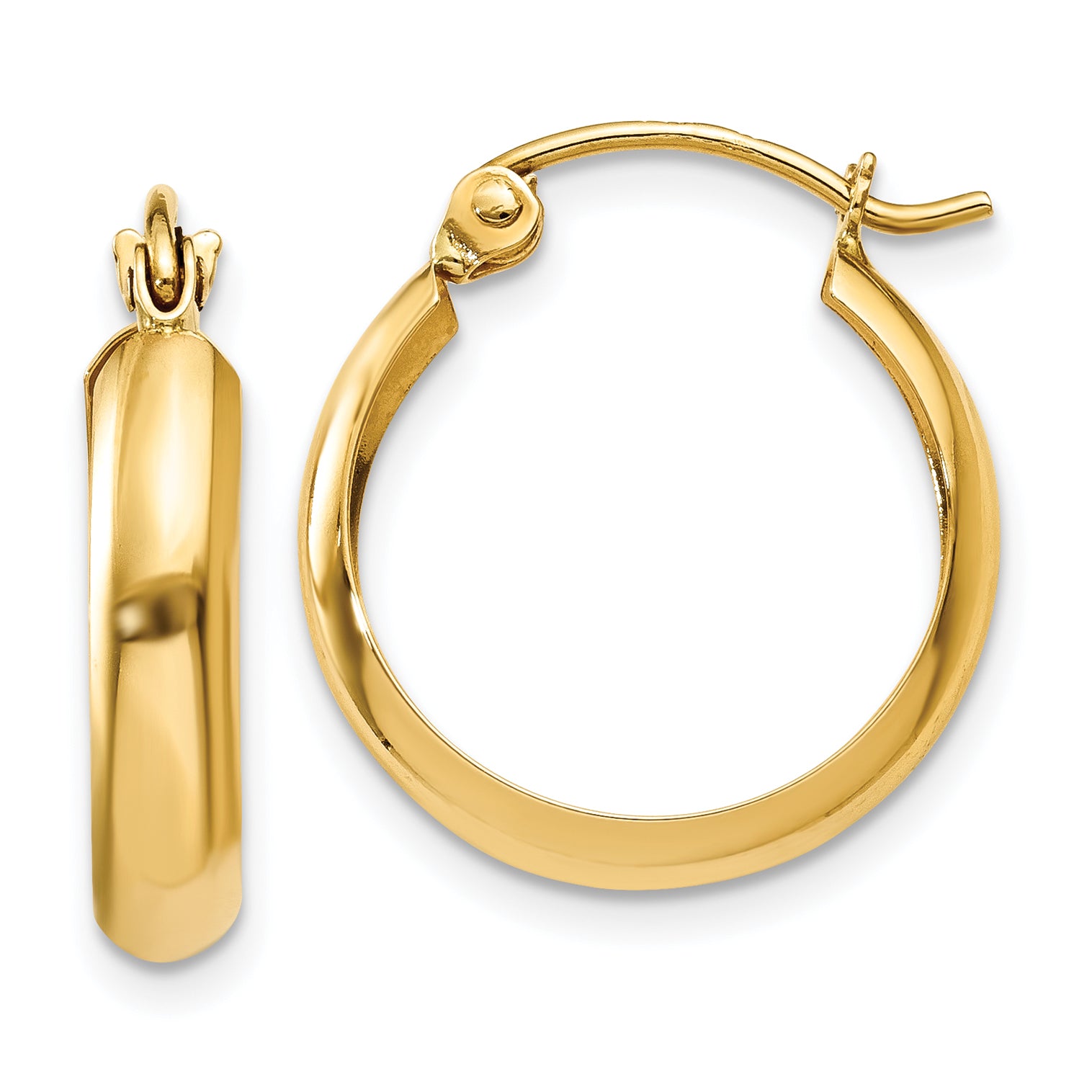 14k Polished 3.5mm Hoop Earrings
