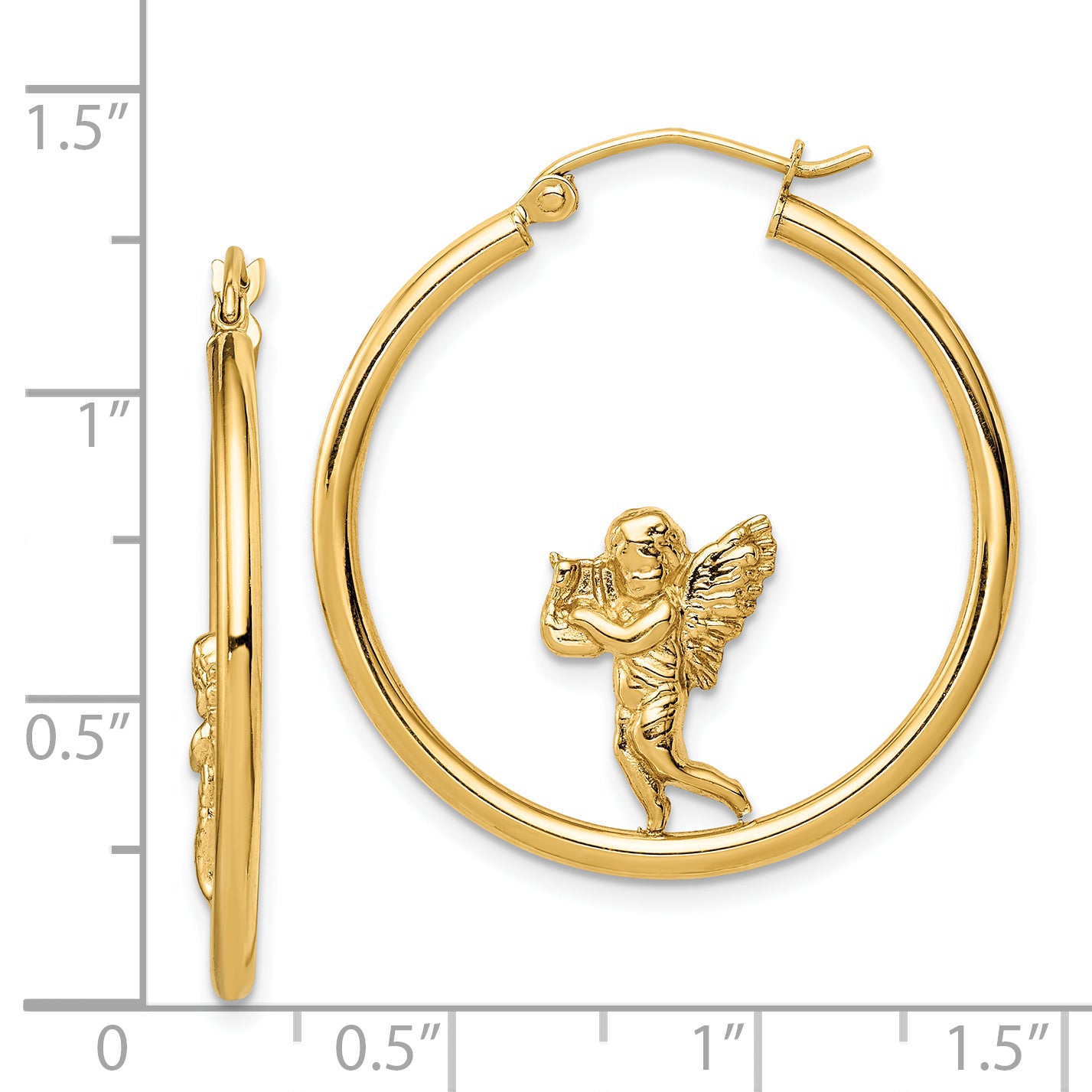 14k with Angel Hoop Earrings Secondary image