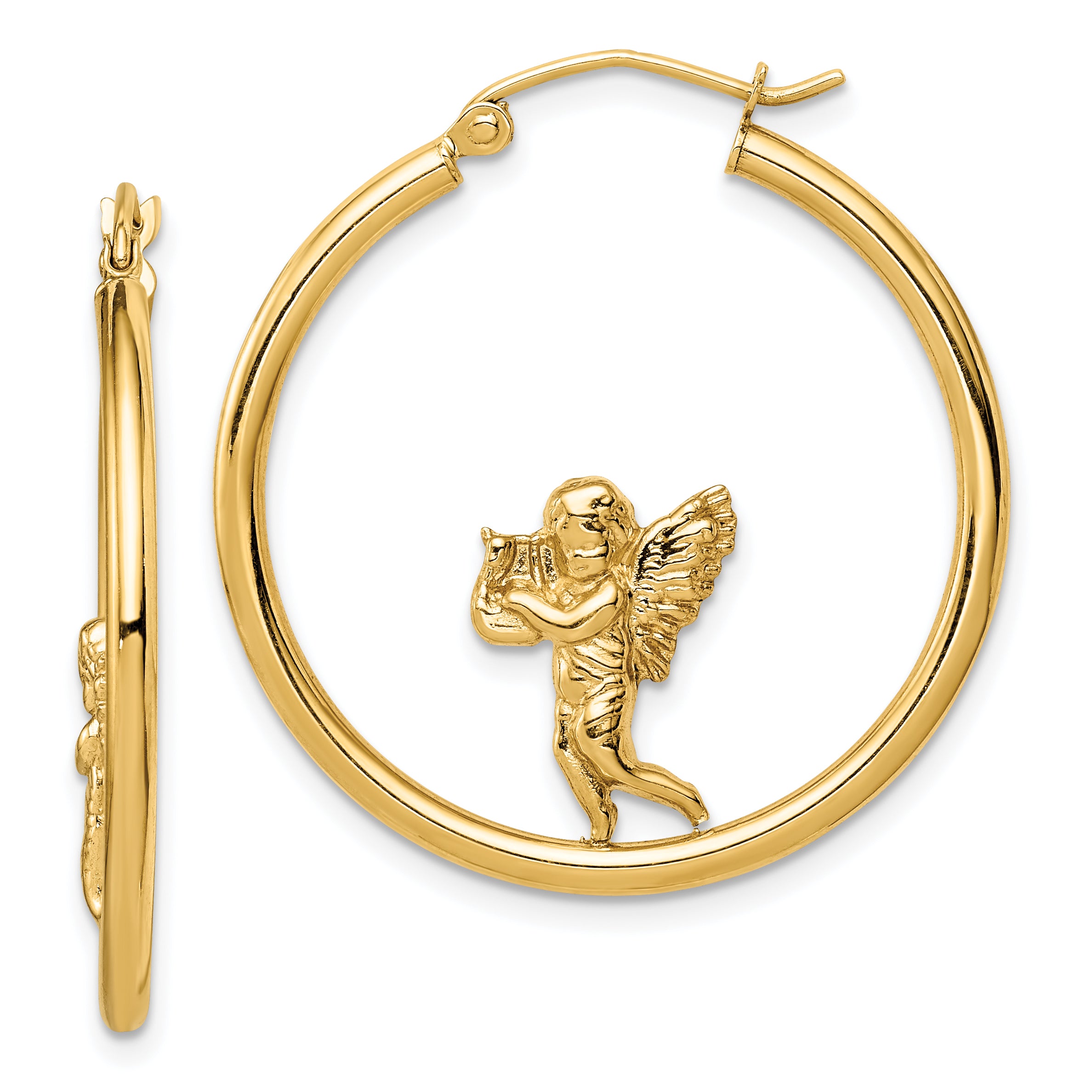 14k with Angel Hoop Earrings Main image