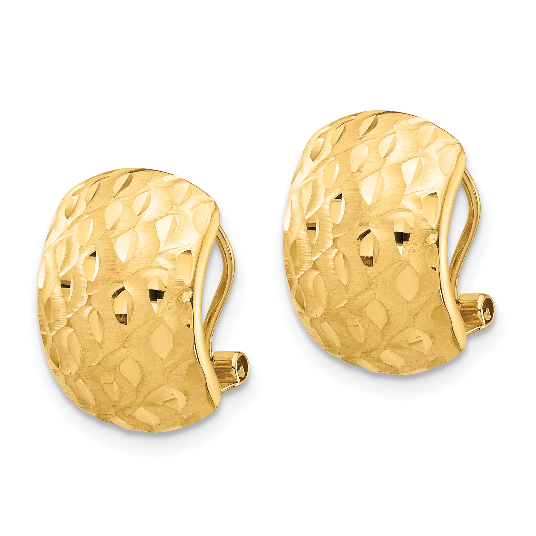 14K Textured Omega Back Earrings Secondary image