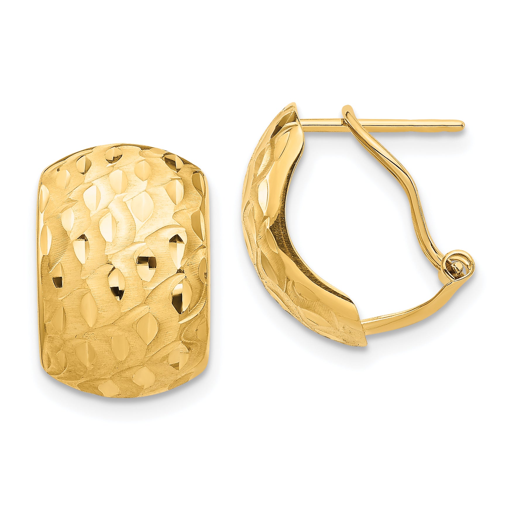 14K Textured Omega Back Earrings Main image