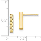 14K Textured Bar Post Earrings