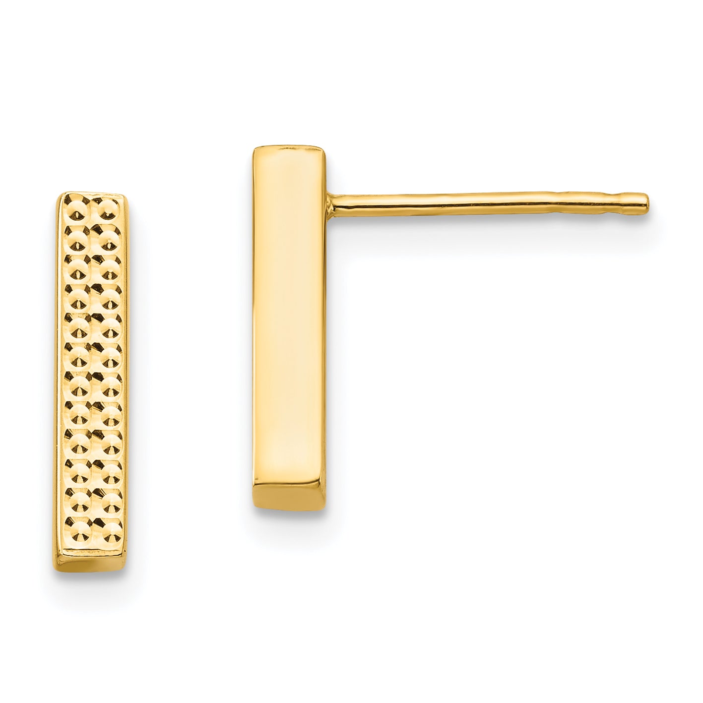 14K Textured Bar Post Earrings Main image