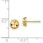 14K Diamond-Cut Round Post Earrings