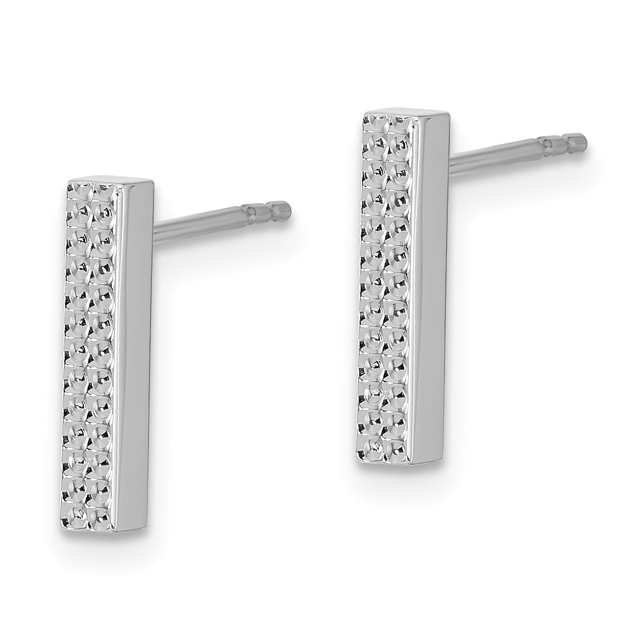 14K White Gold Textured Bar Post Earrings Secondary image