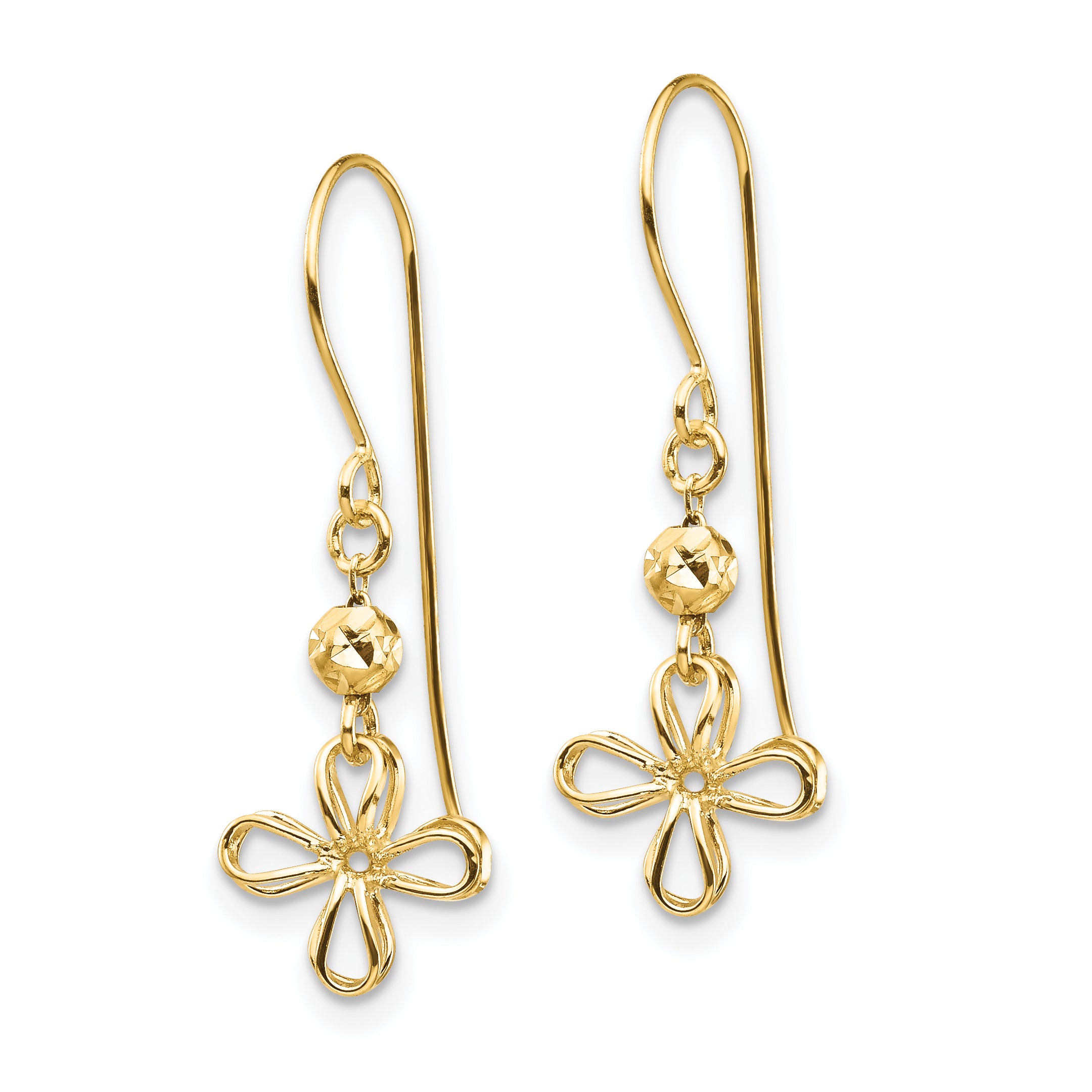 14k Open Clover Dangle Earrings Secondary image