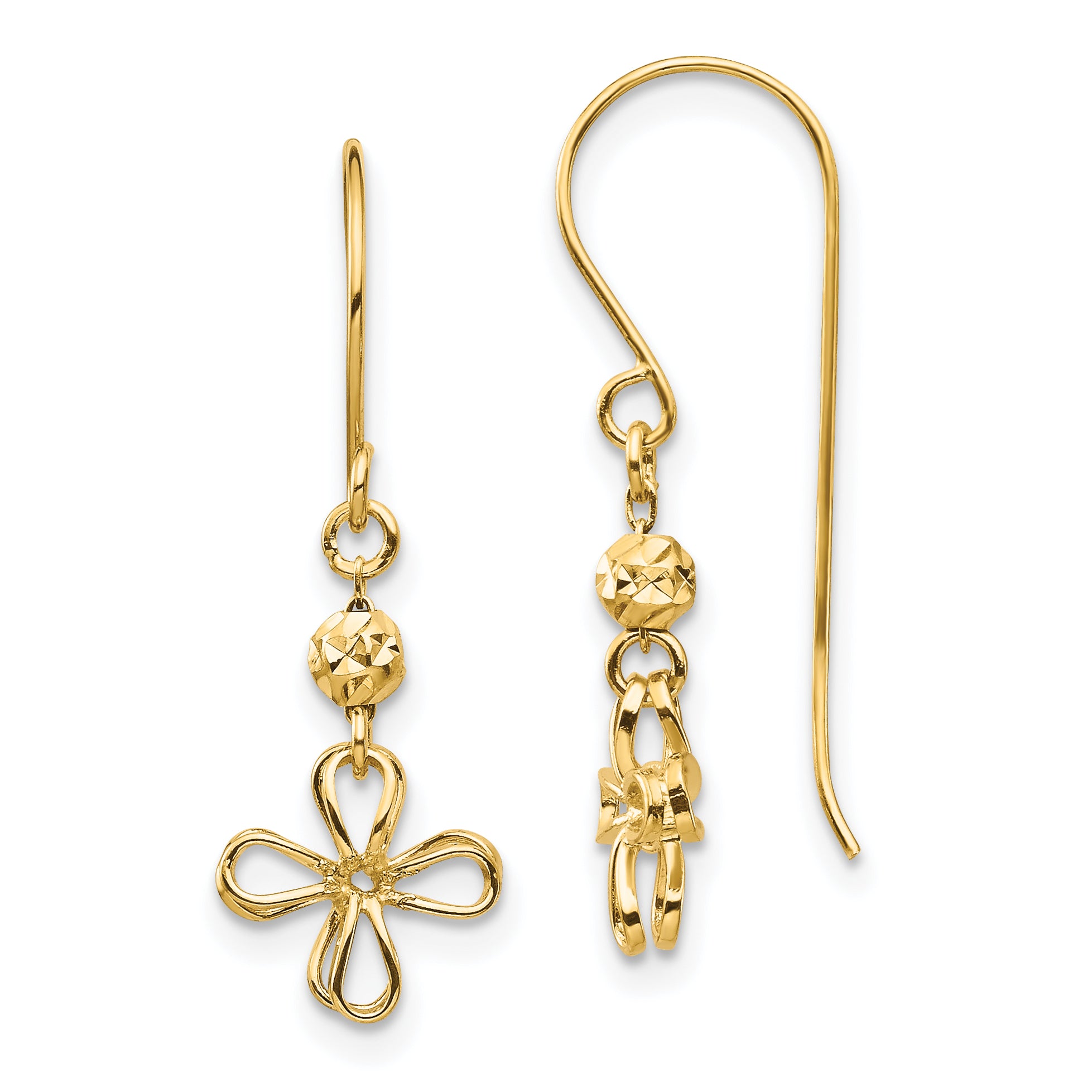 14k Open Clover Dangle Earrings Main image