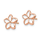 14K Rose Polished Plumeria Cutout Post Earrings