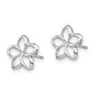 14K White Polished Plumeria Cutout Post Earrings