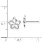 14K White Polished Plumeria Cutout Post Earrings