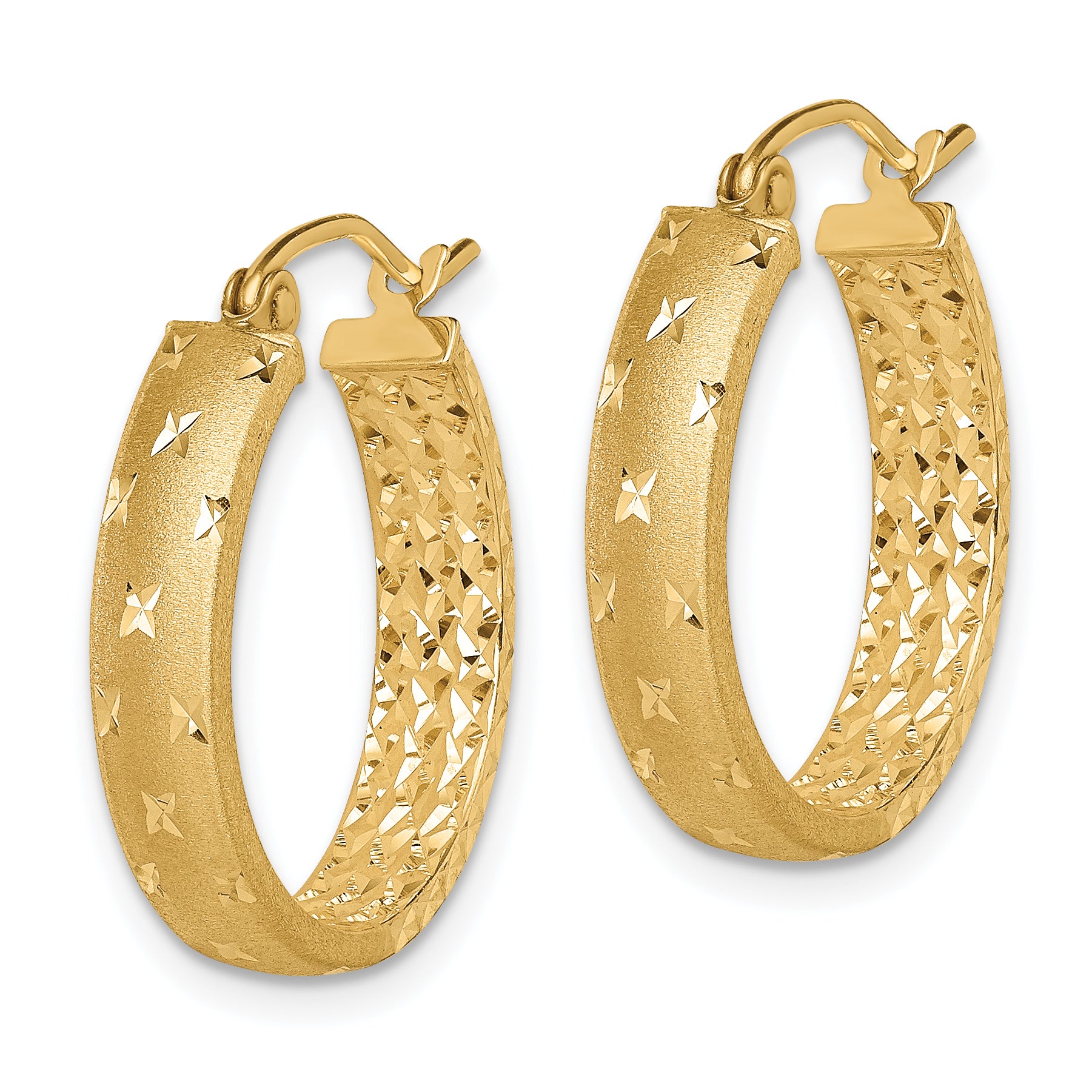 14k Polished Diamond-cut In/Out Hoop Earrings Secondary image