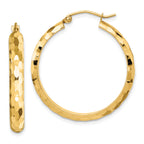 14k Diamond-cut Hoop Earrings