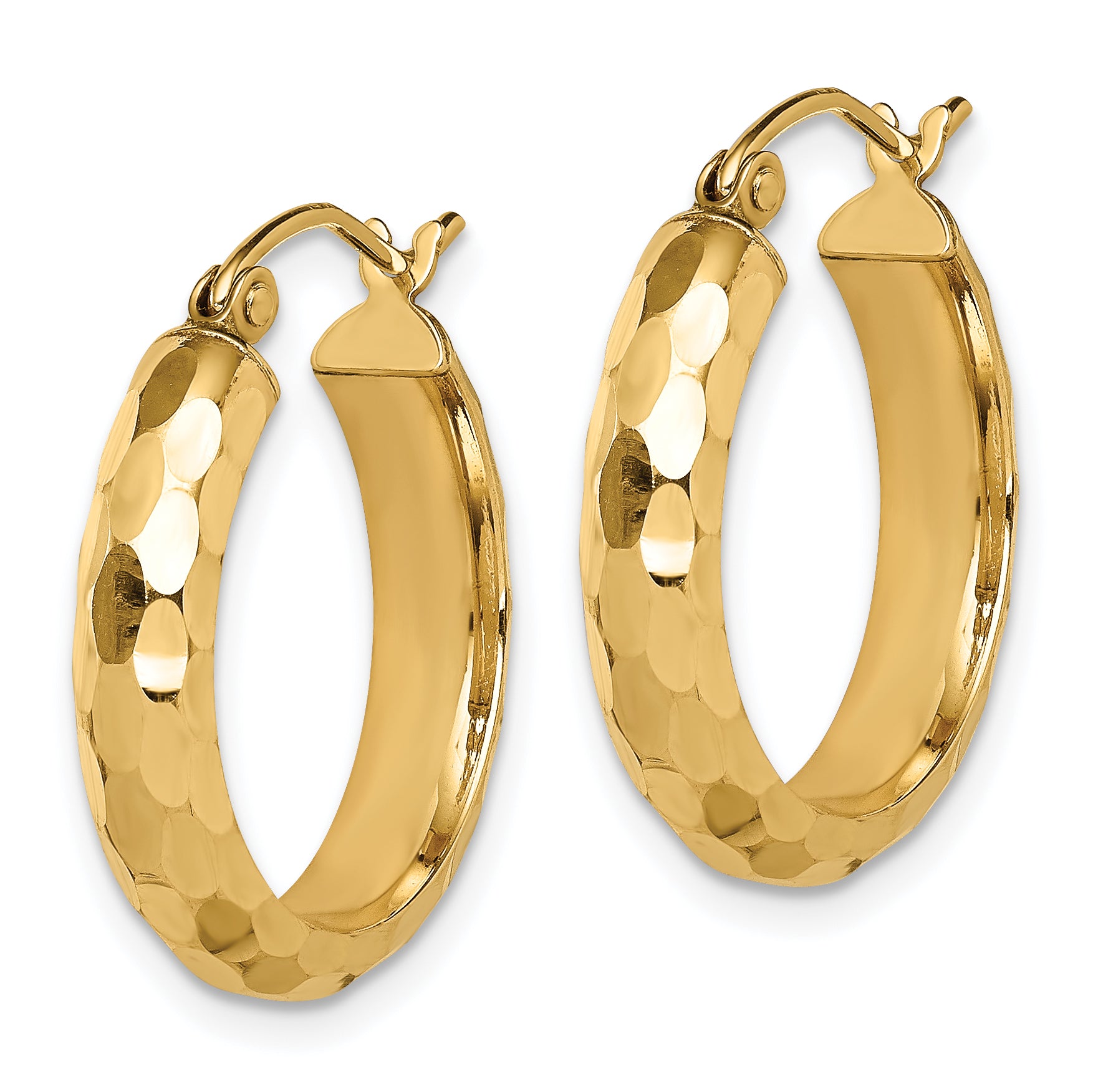 14k Diamond-cut Hoop Earrings Secondary image