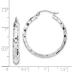 14k White Gold Diamond-cut Hoop Earrings