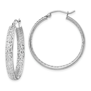 In/Out Hoop Earrings in 14K White Gold, 30mm Diamond-Cut - Sophia Jewelers