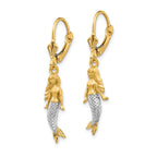 14K and White Rhodium Brushed & Polished Mermaid Earrings