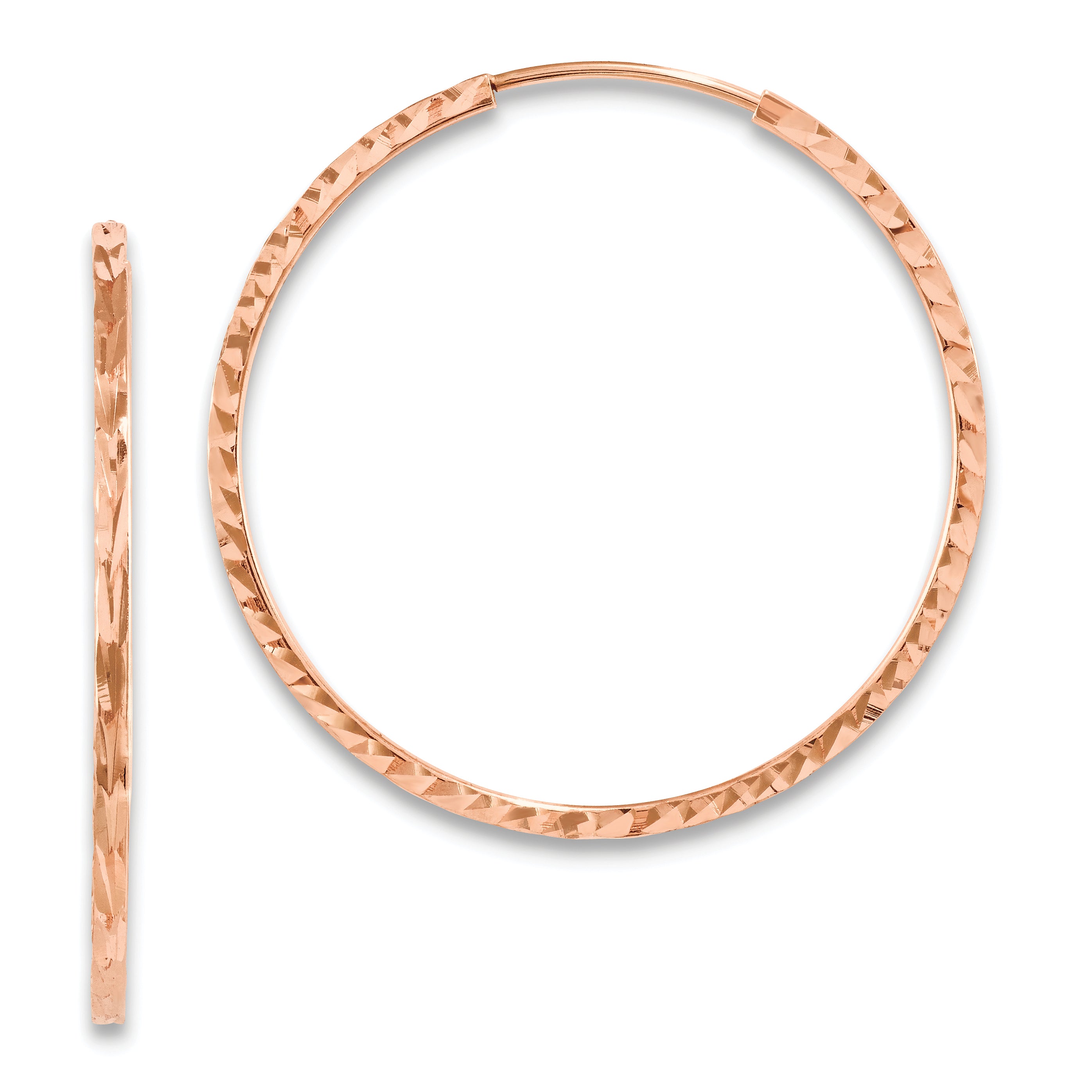 14k Rose Gold Diamond-cut Square Tube Endless Hoop Earrings Main image