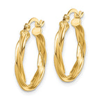 14K Polished Twisted 2.5mm Hoop Earrings